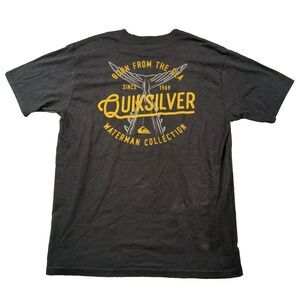 Quiksilver Waterman Tails‎ up T-shirt Mens Medium Black Short Sleeves